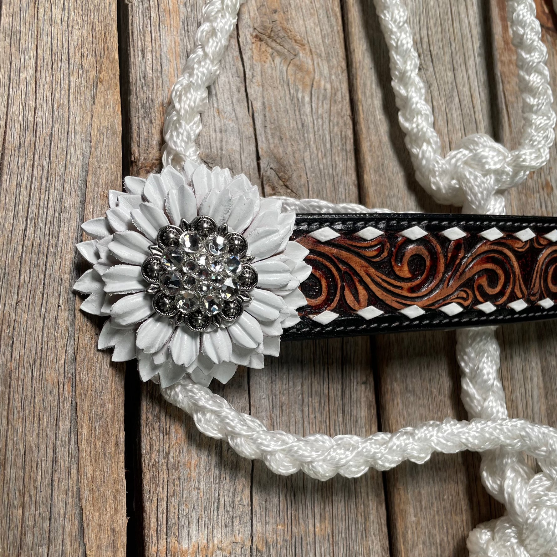 White Mule Tape Halter - White Daisy #MT203