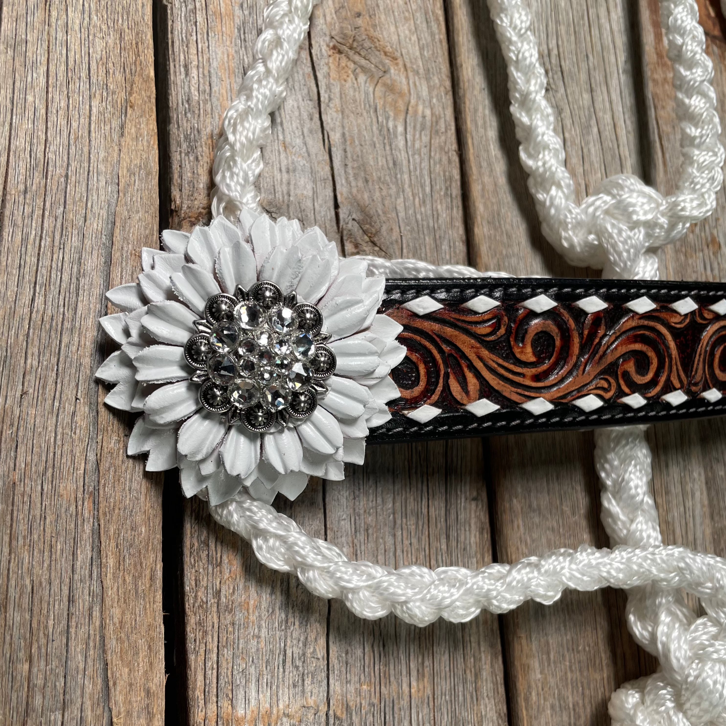 White Mule Tape Halter - White Daisy #MT203