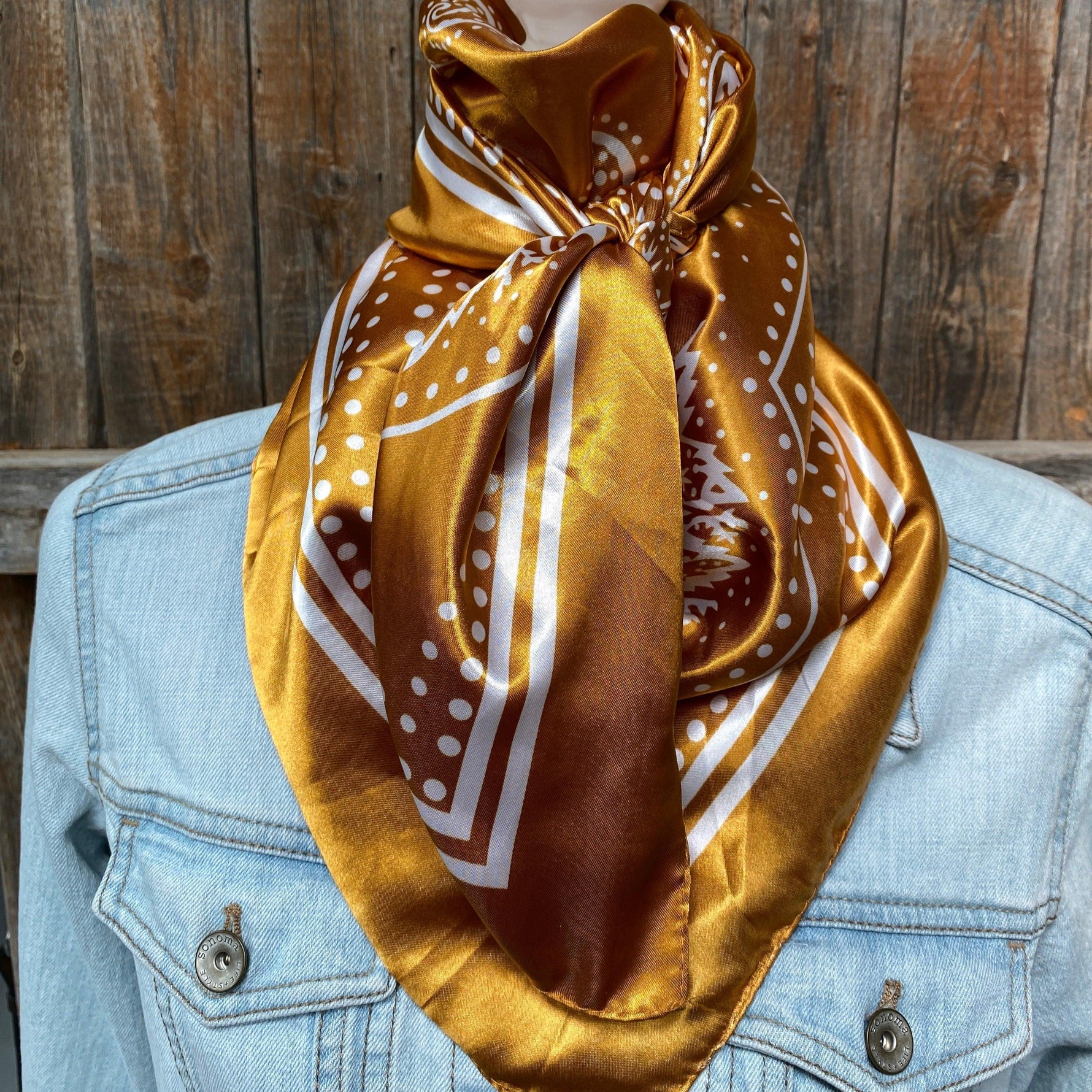 35X35" Mustard Floral Paisley Wild Rag/Scarf WR3379 - RODEO DRIVE