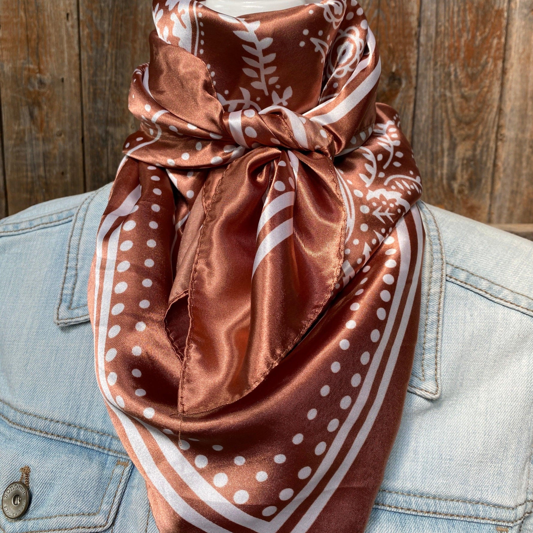 35X35" Copper Floral Paisley Wild Rag/Scarf WR3381 - RODEO DRIVE