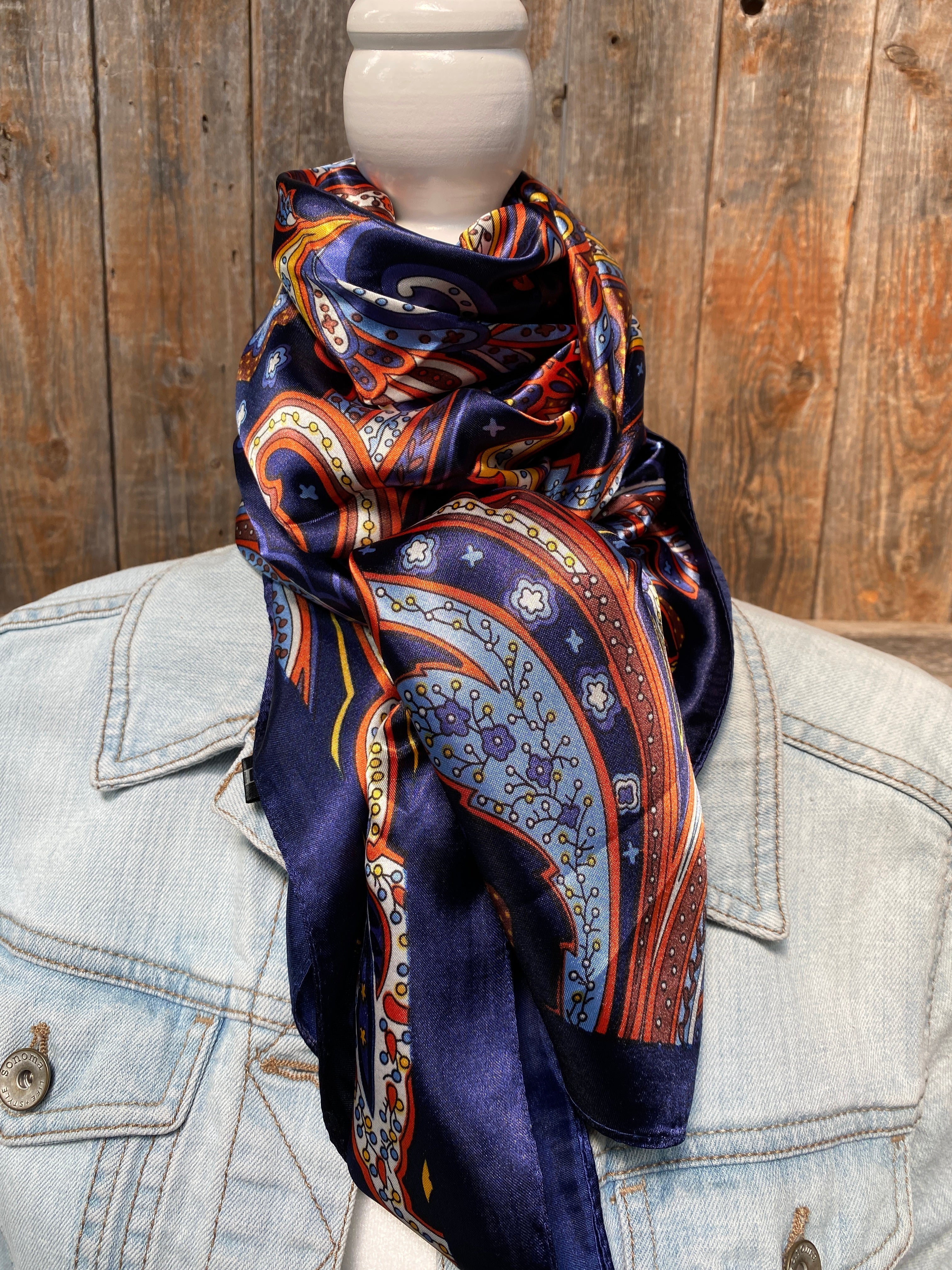 35X35" Blue Hippie Paisley Wild Rag/Scarf WR906 - RODEO DRIVE