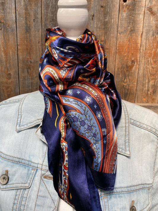 35X35" Blue Hippie Paisley Wild Rag/Scarf WR906 - RODEO DRIVE