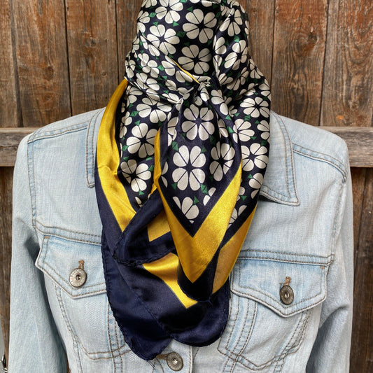 35X35" Blue & Gold Clovers Wild Rag/Scarf WR3171 - RODEO DRIVE