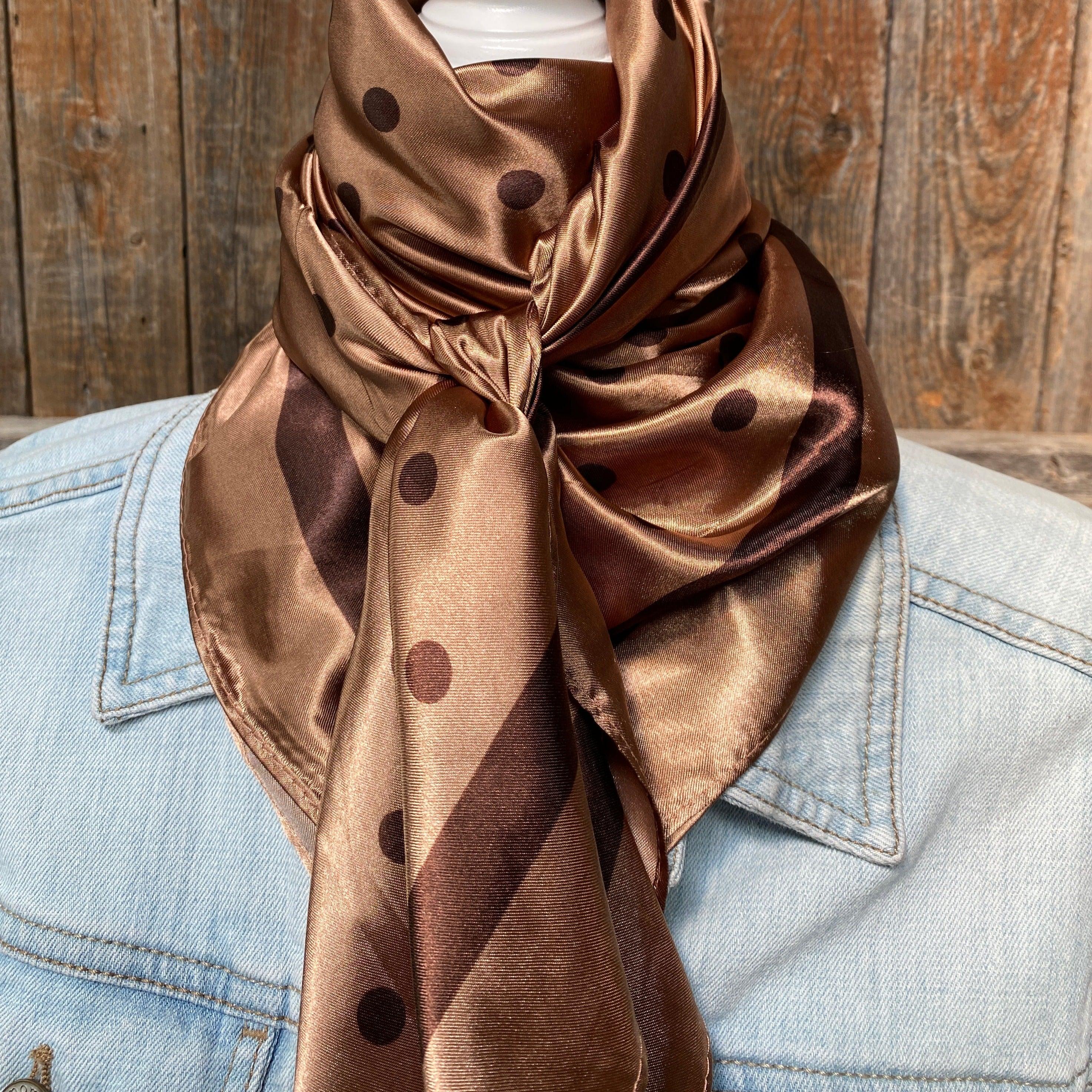 35X35" Brown Polka Dots Wild Rag/Scarf WR3054 - RODEO DRIVE
