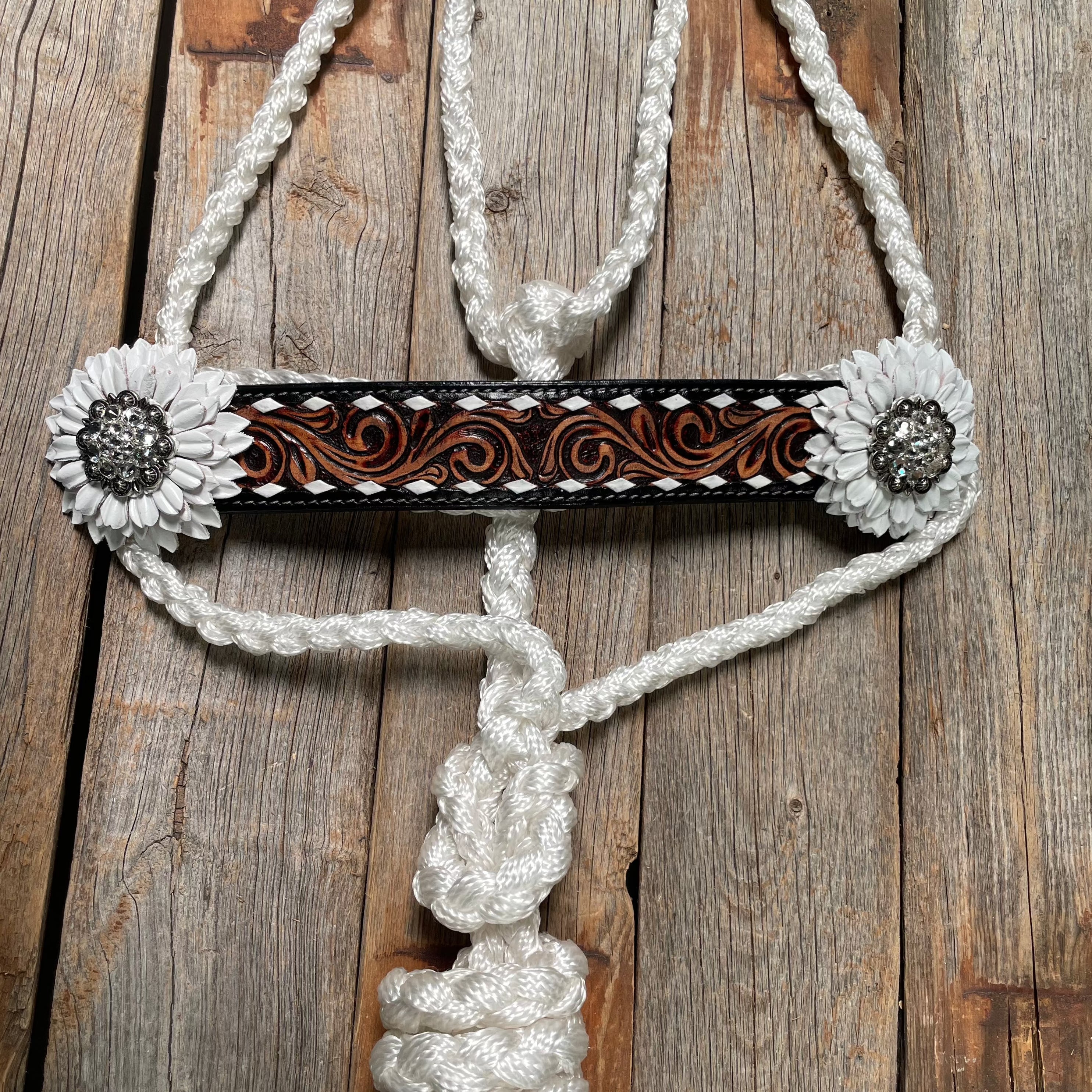 White Mule Tape Halter - White Daisy #MT203