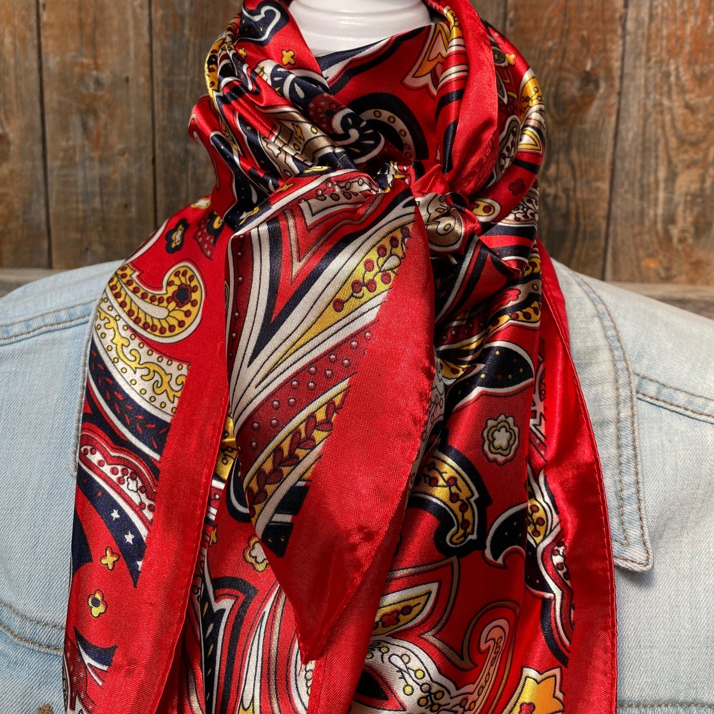 35X35" Red Hippie Paisley Wild Rag/Scarf WR905 - RODEO DRIVE