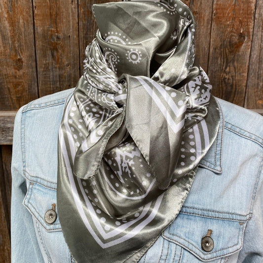 35X35" Sage Floral Paisley Wild Rag/Scarf WR3380 - RODEO DRIVE