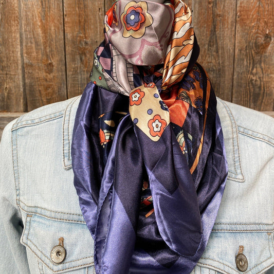 35X35" Blue & Orange Wild Rag/Scarf WR3161 - RODEO DRIVE