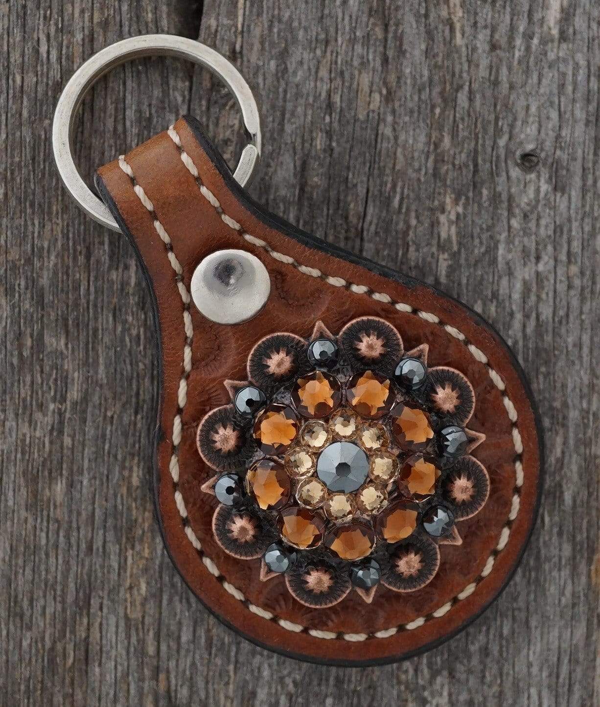 Key Chains Medium Oil Key Chain with Jet European Crystal Concho KMJT