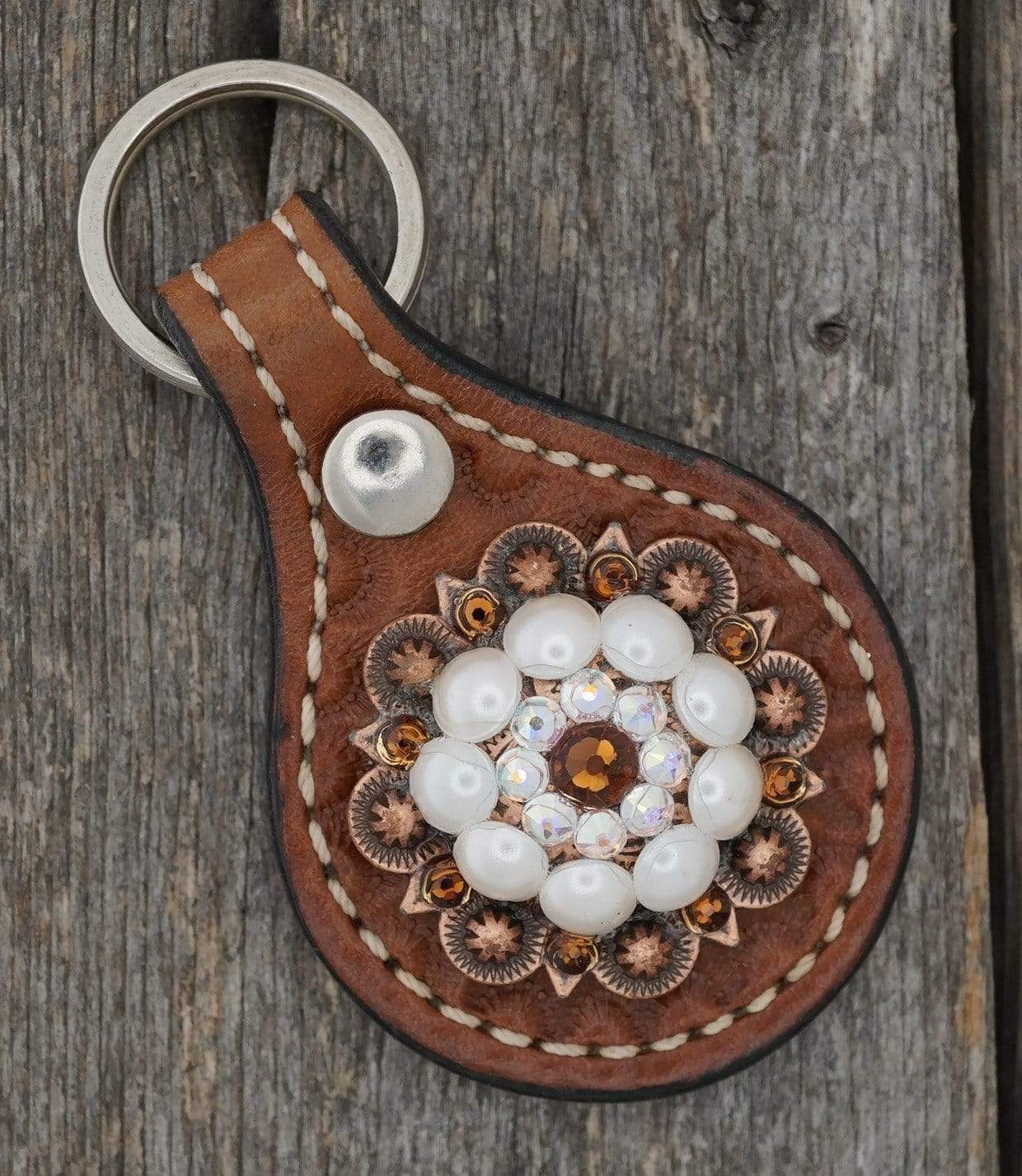 Key Chains Medium Oil Key Chain with Pearl European Crystal Concho KMPR