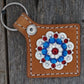 Key Chains Square Light Oil Key Chain with Red, White, and Blue European Crystal Concho KLRU-2