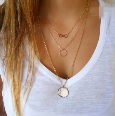 Necklaces Gold Gold / Silver Multiple Layer Infinity Coin Necklace NKGI1