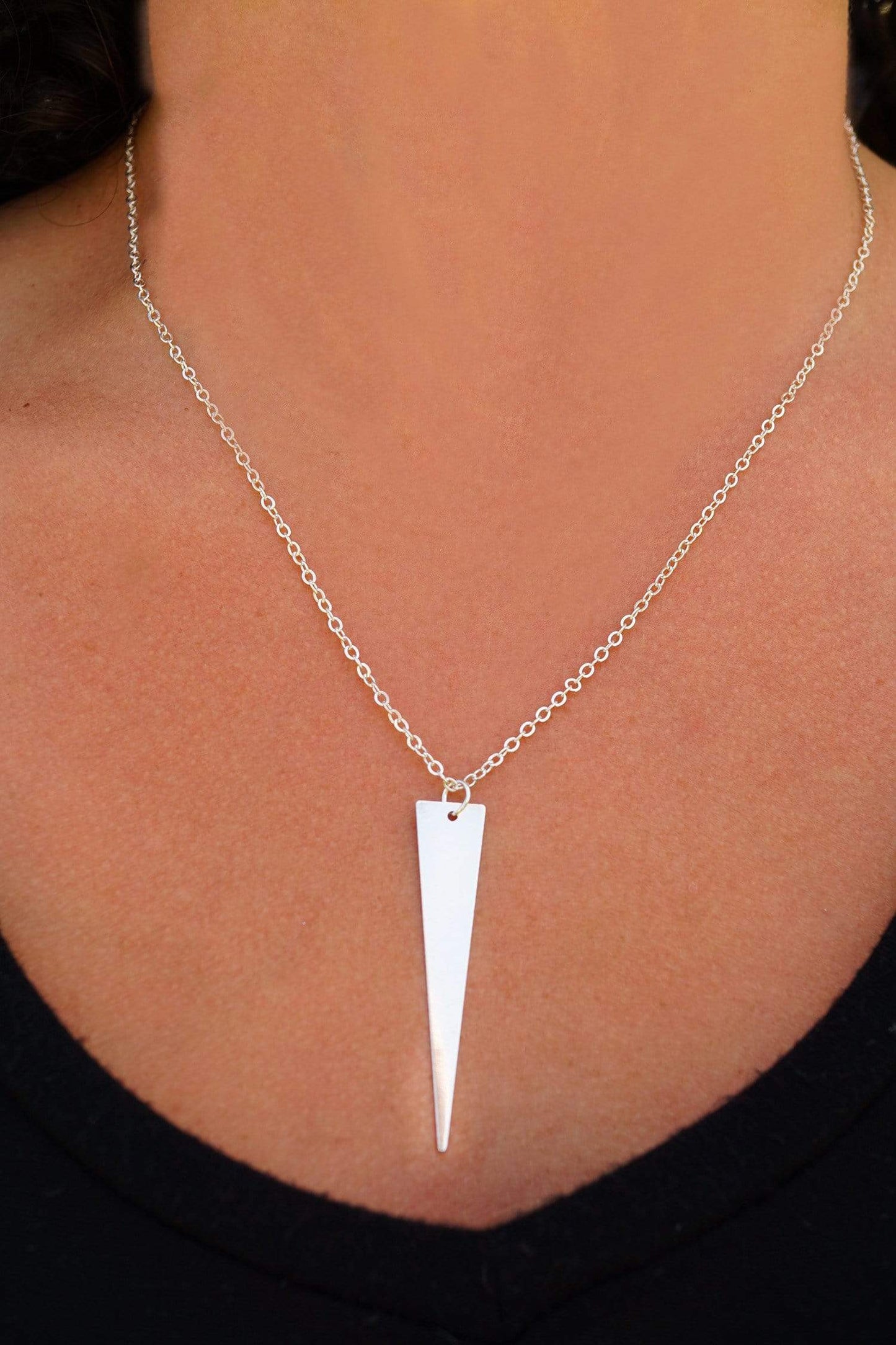 Necklaces Silver Triangle Bar Necklace & Sequin Chain Gold / Silver NKSD2