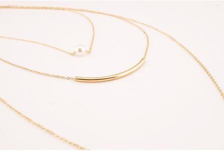 Necklaces Vintage Multiple Layer Pearl & Bar Tassel Necklace NKB1