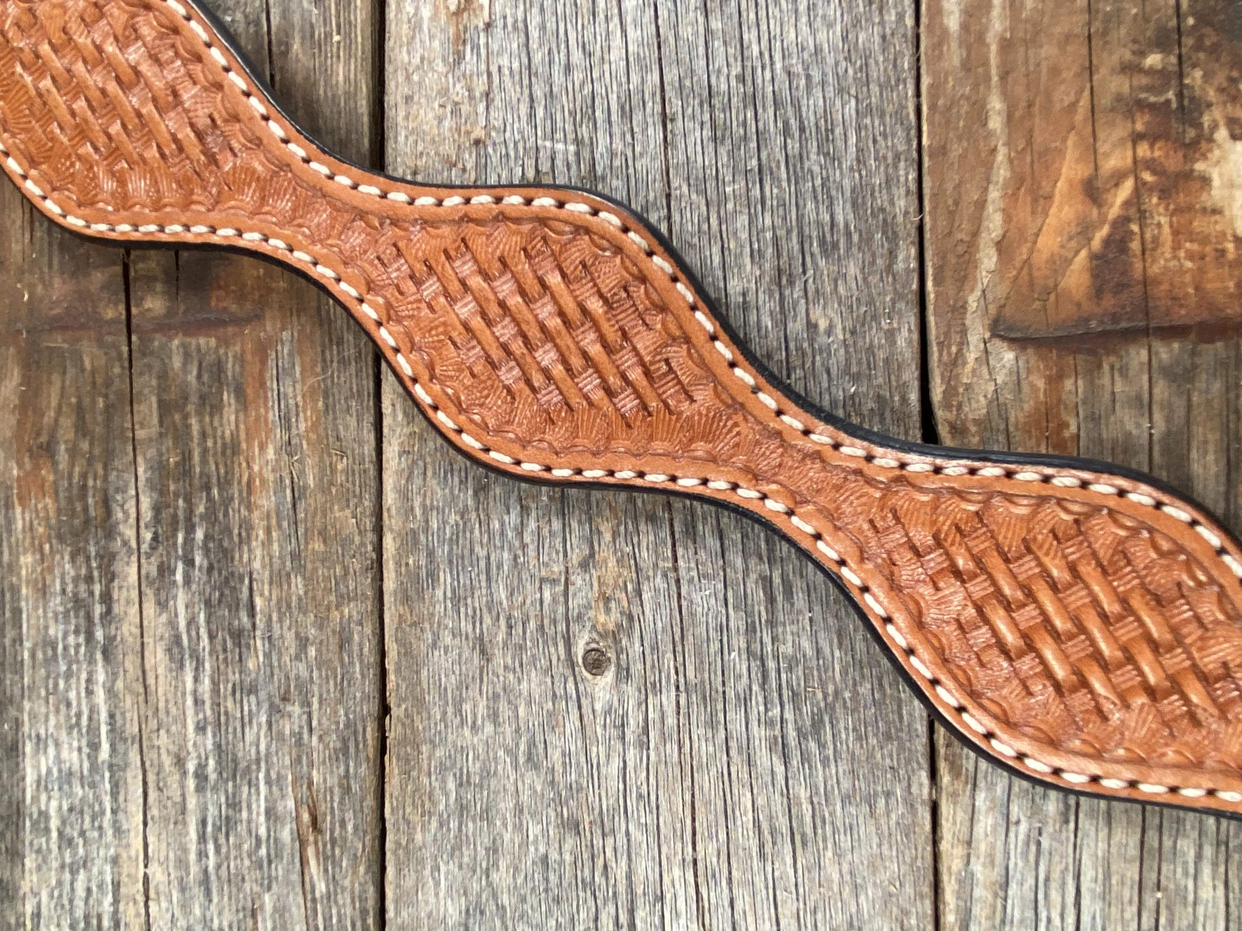 Tack Basketweave Scalloped Light Oil Breastcollar 5107B nat