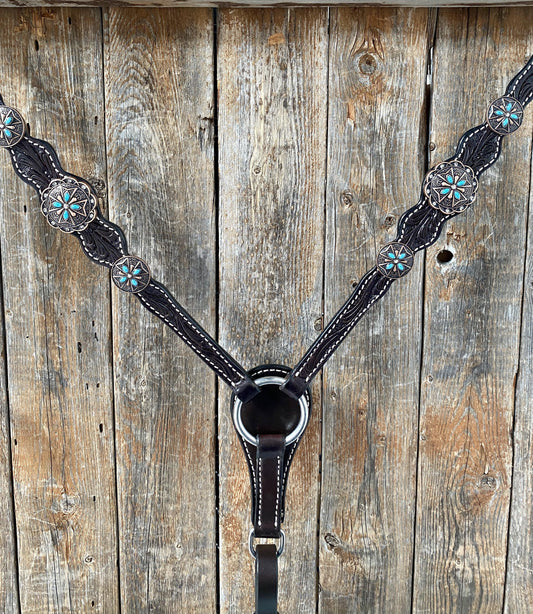 Tack Breastcollar Only Dark Oil One Ear Headstall & Breastcollar Set #OE1002 BC416