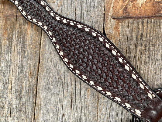 Tack Dark Oil Basketweave Buckstitch Breastcollar 5773