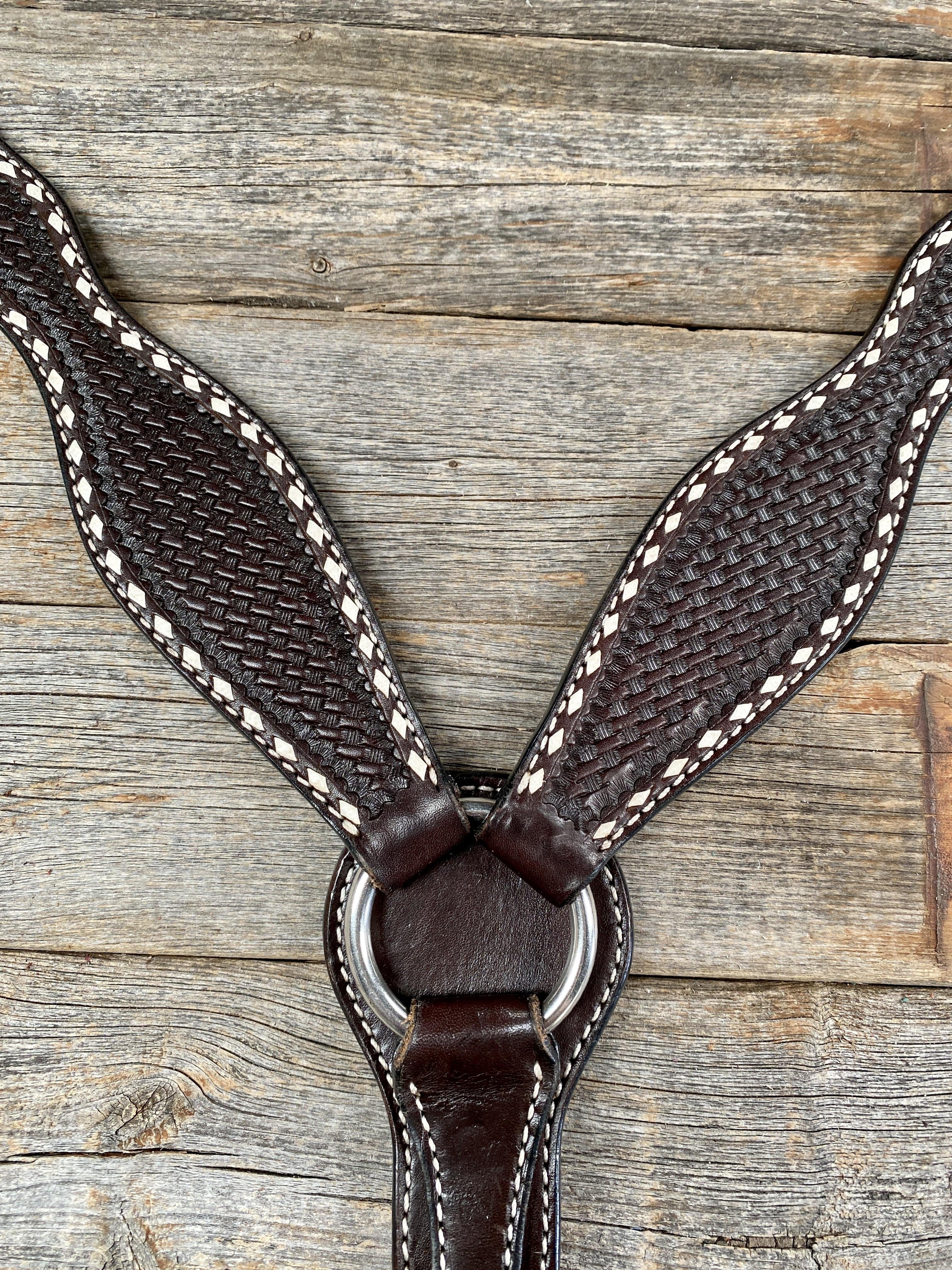 Tack Dark Oil Basketweave Buckstitch Breastcollar 5773