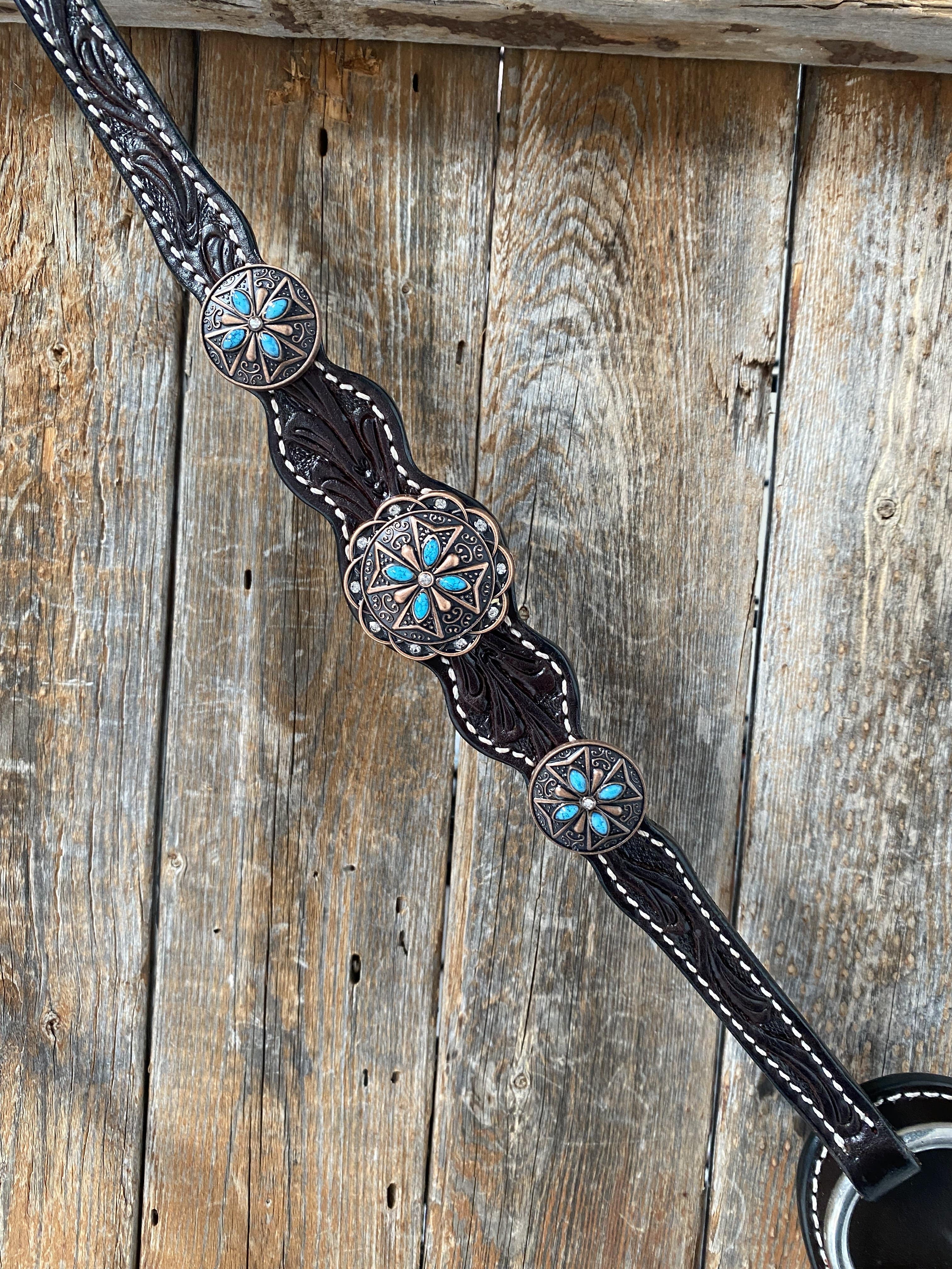 Tack Dark Oil One Ear Headstall & Breastcollar Set #OE1002