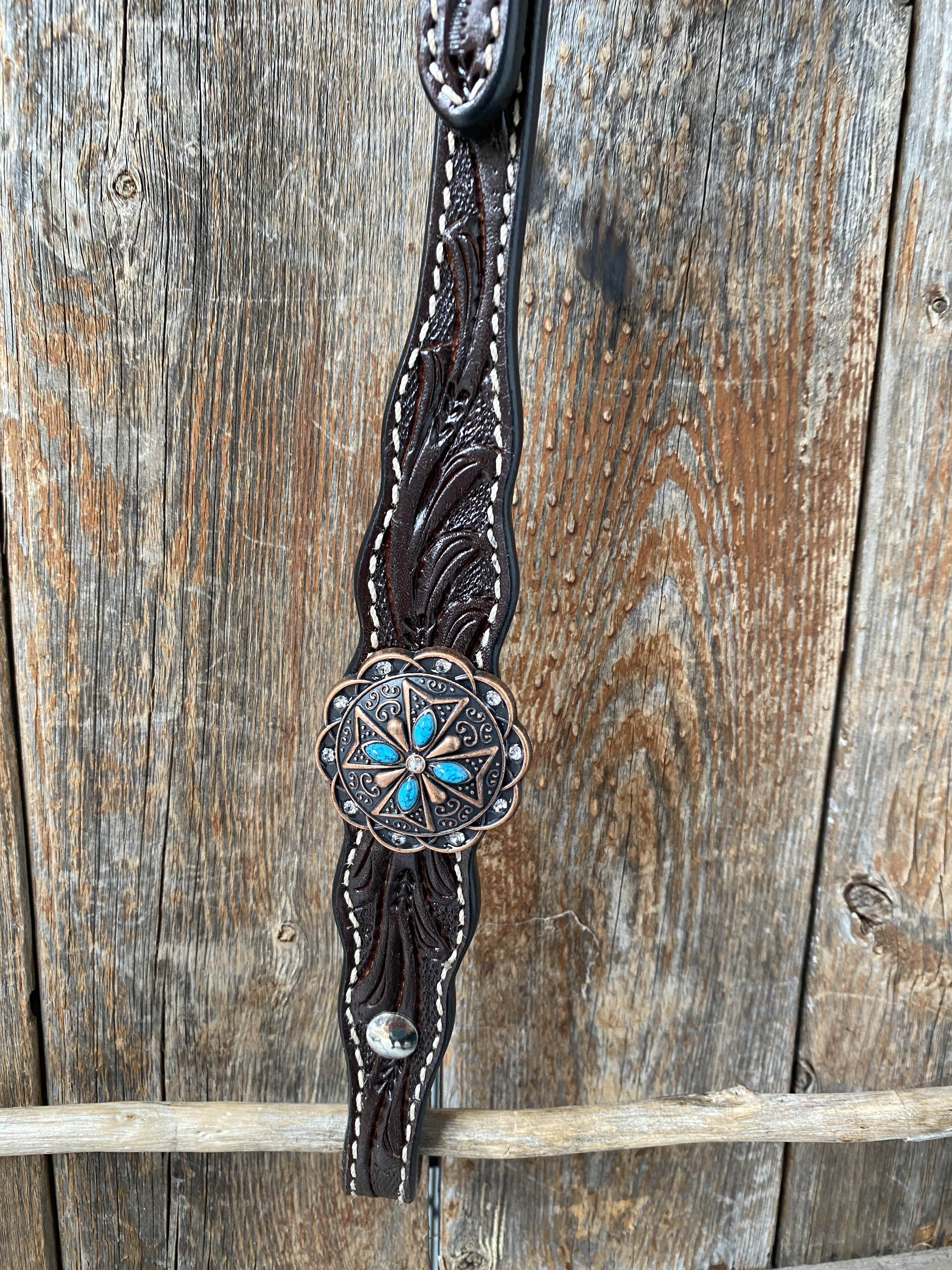 Tack Dark Oil One Ear Headstall & Breastcollar Set #OE1002