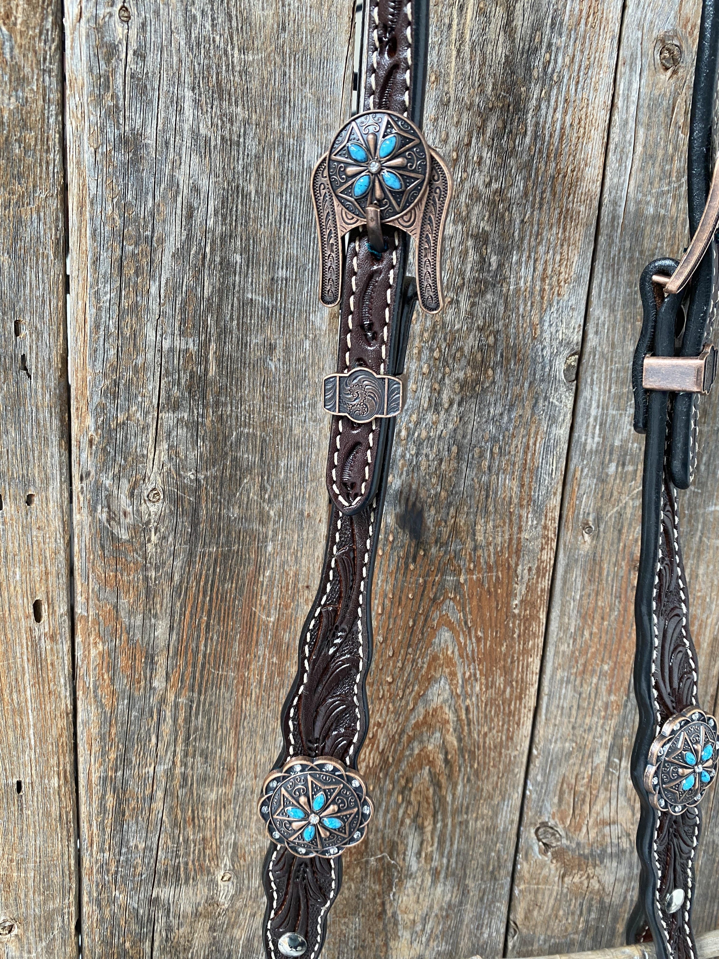 Tack Dark Oil One Ear Headstall & Breastcollar Set #OE1002