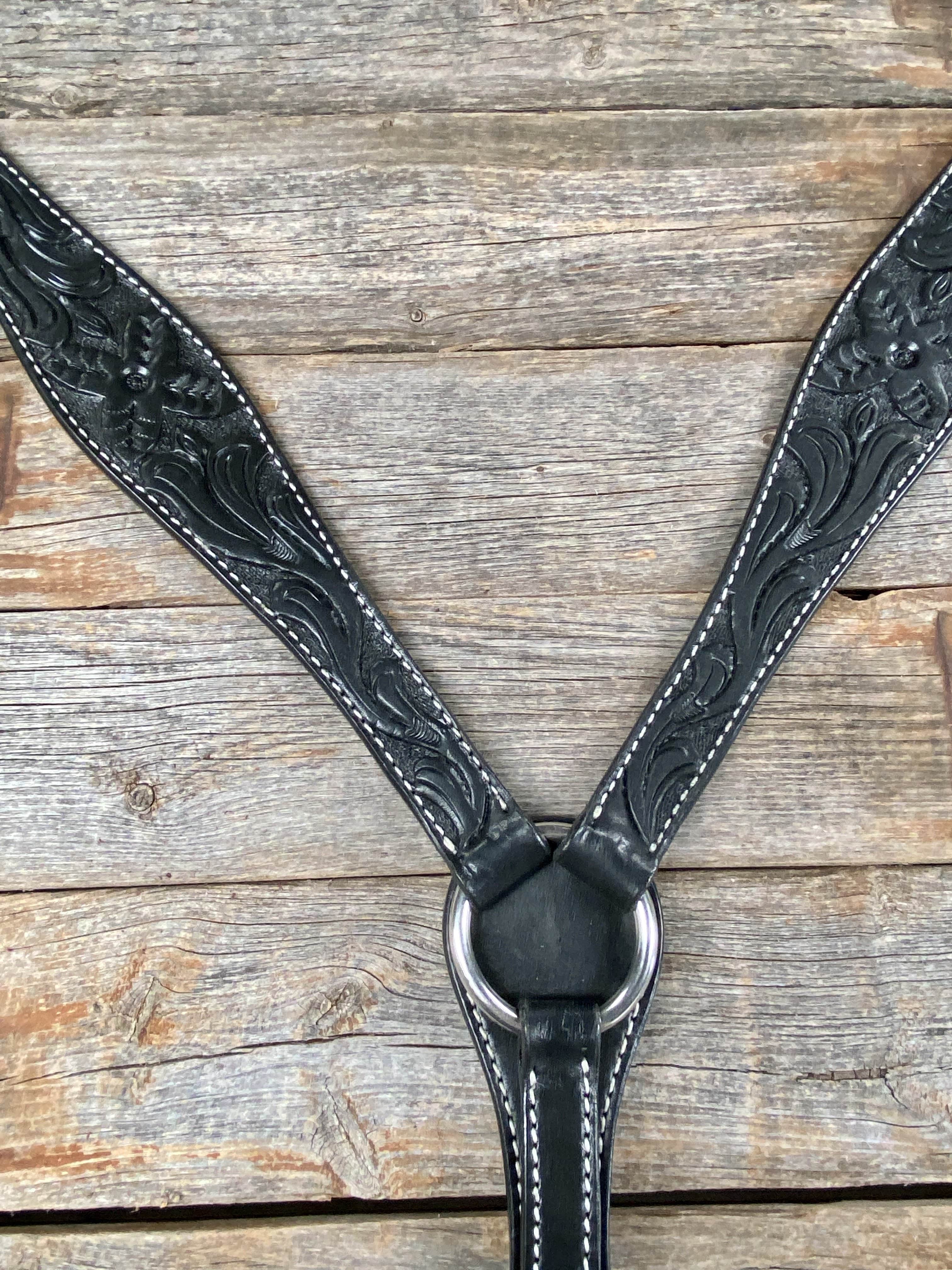 Tack Floral Tooled Black Breastcollar #5066 5066