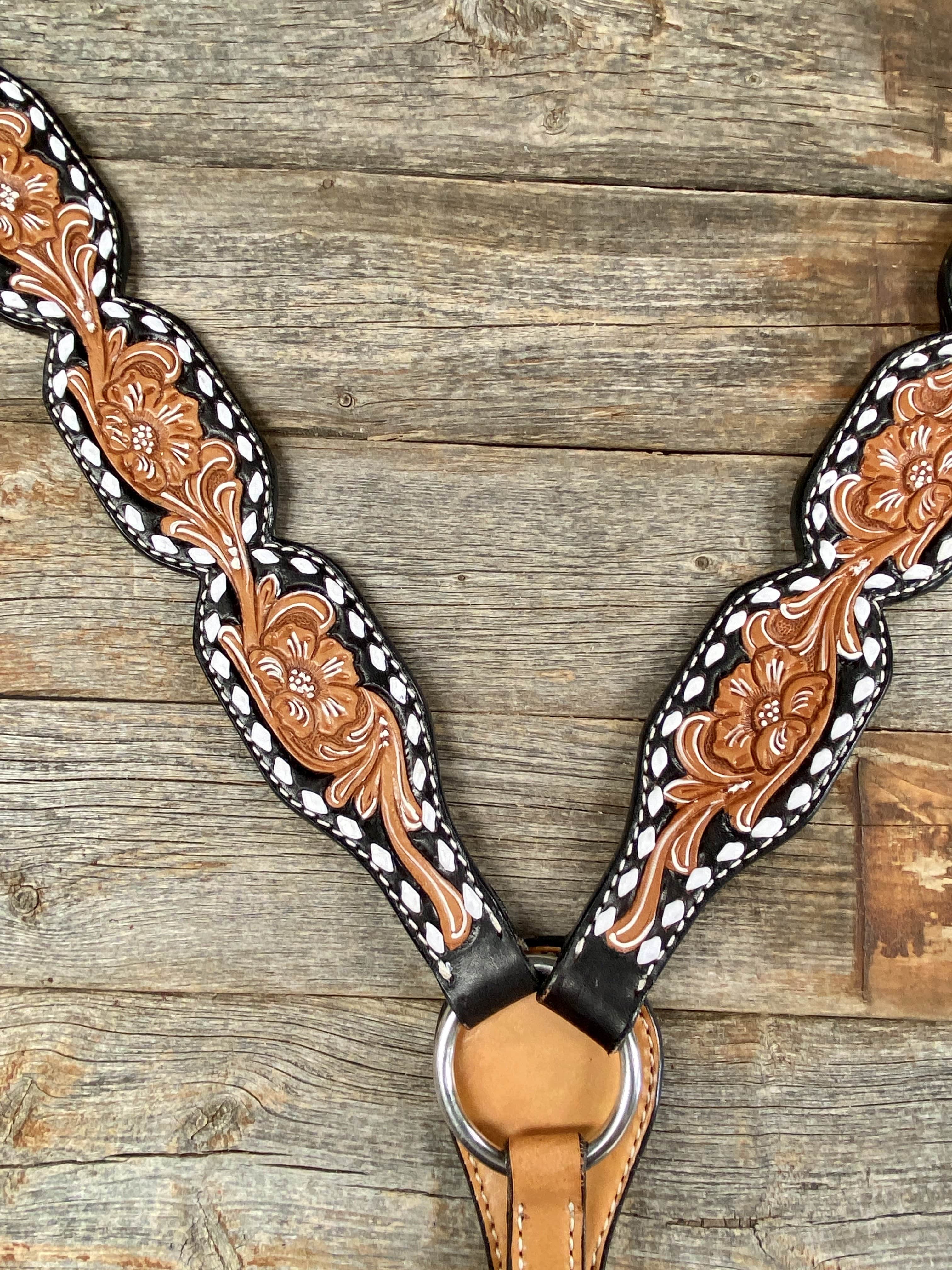 Tack Floral Tooled Buckstitch Breastcollar 5701