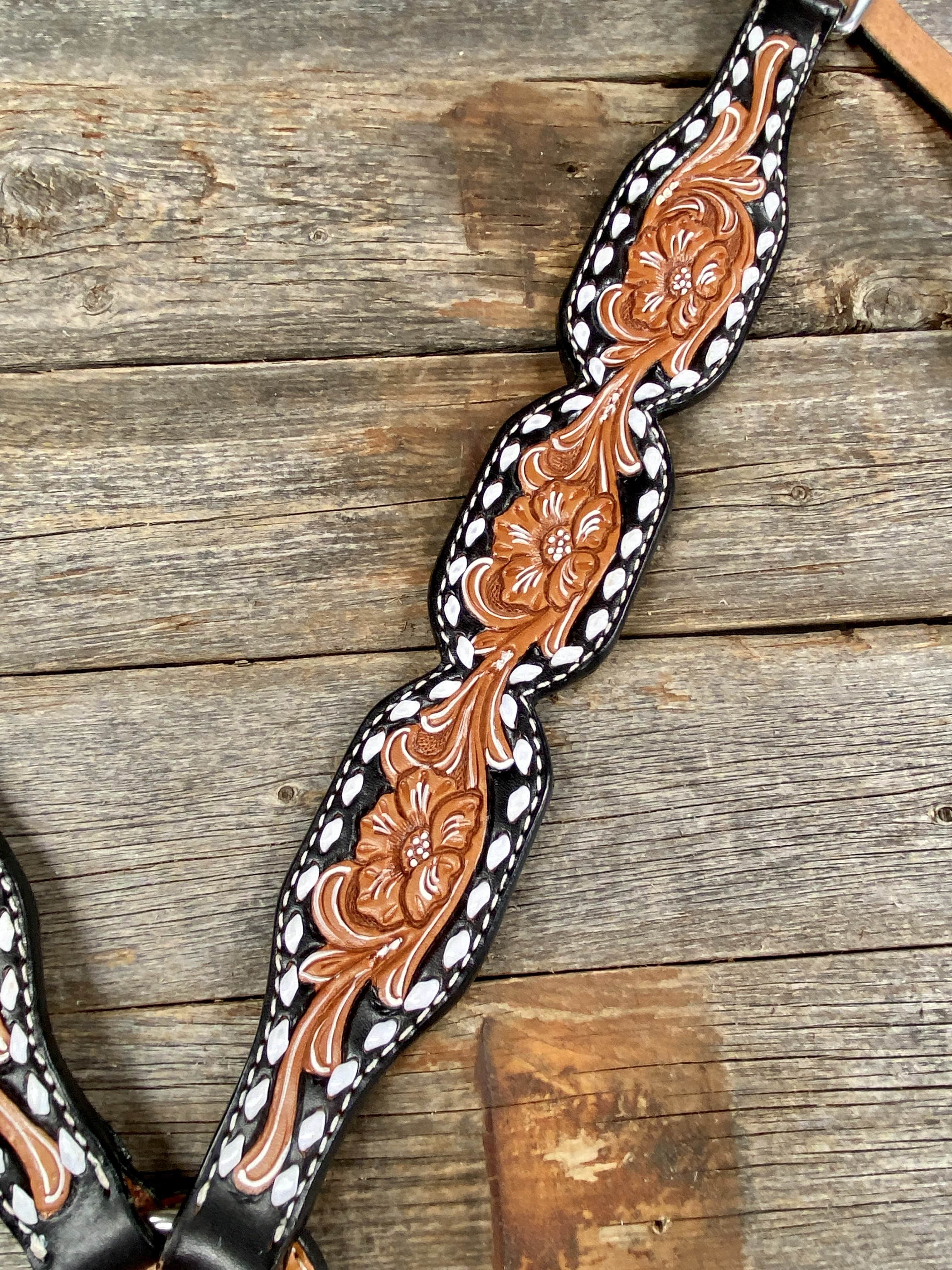 Tack Floral Tooled Buckstitch Breastcollar 5701