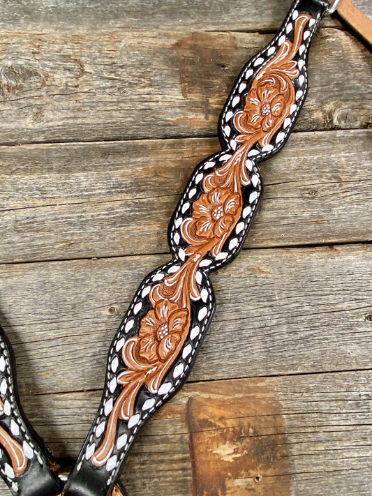 Tack Floral Tooled Buckstitch Breastcollar 5701