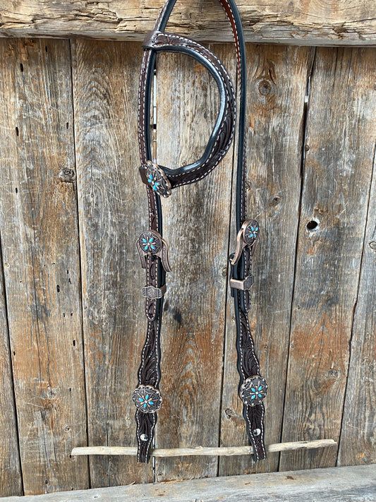 Tack One Ear Only Dark Oil One Ear Headstall & Breastcollar Set #OE1002 OE416