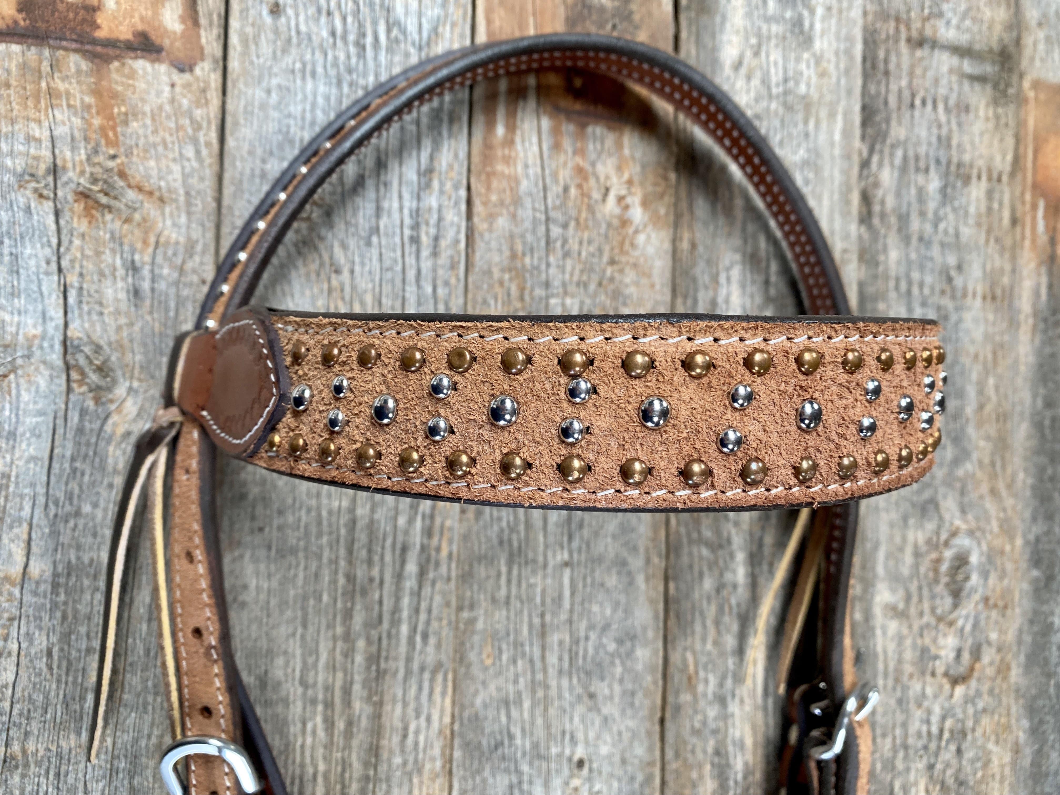 Tack Rough-Out Ranchy Browband Silver / Copper Dots #ST500 ST500