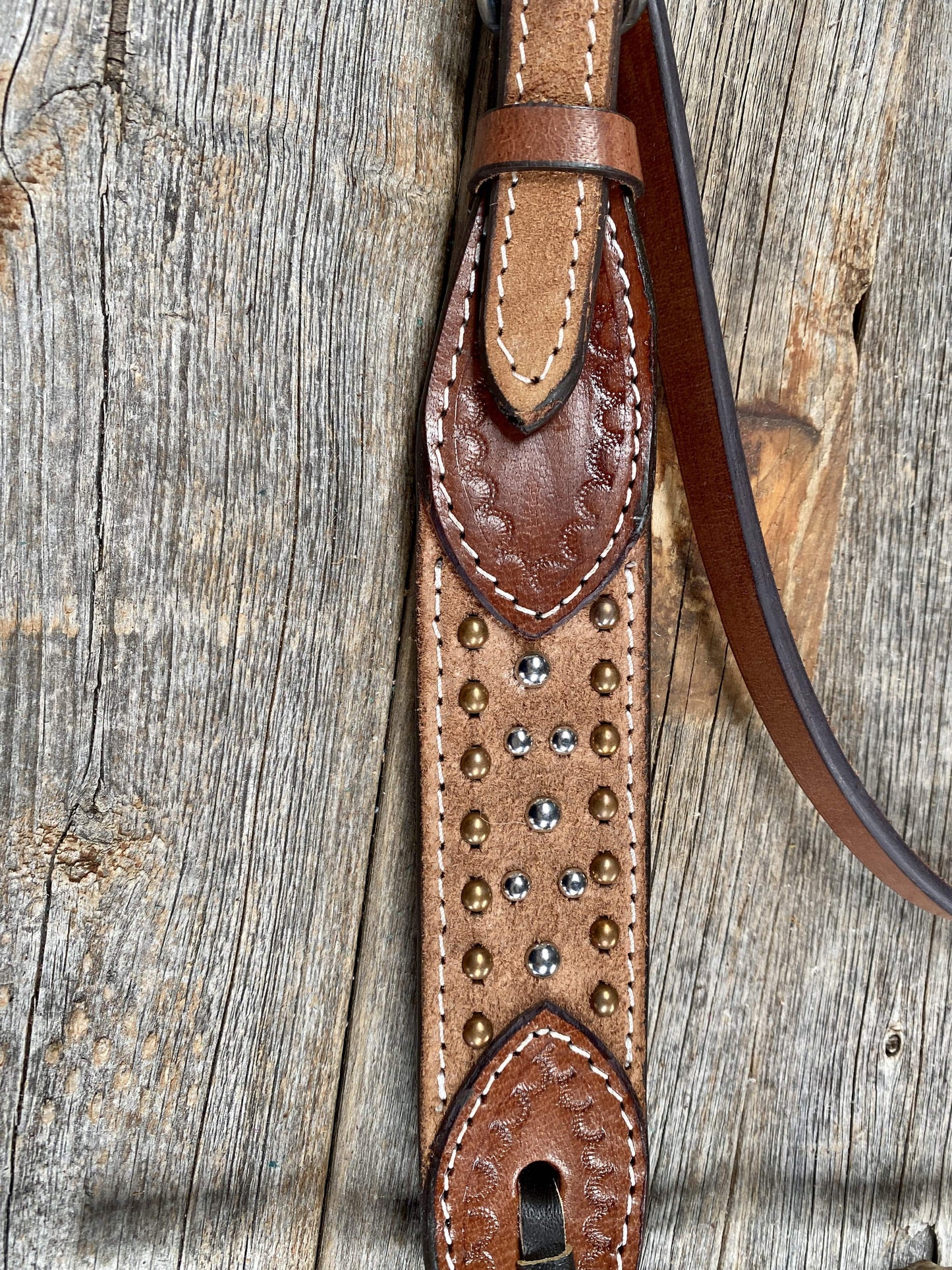 Tack Rough-Out Ranchy Browband Silver / Copper Dots #ST500 ST500
