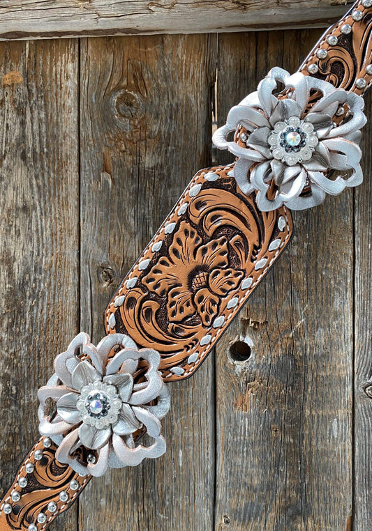 Tack Silver Buckstitch Breastcollar - #BC155 BC155