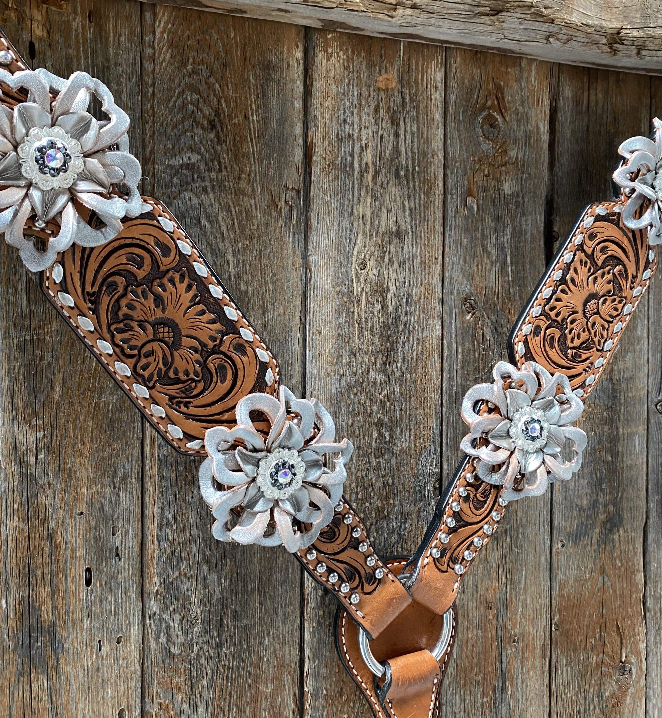 Tack Silver Buckstitch Breastcollar - #BC155 BC155