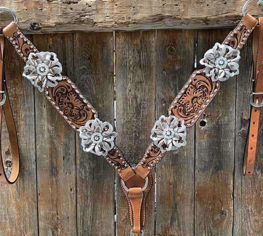 Tack Silver Buckstitch Breastcollar - #BC155 BC155