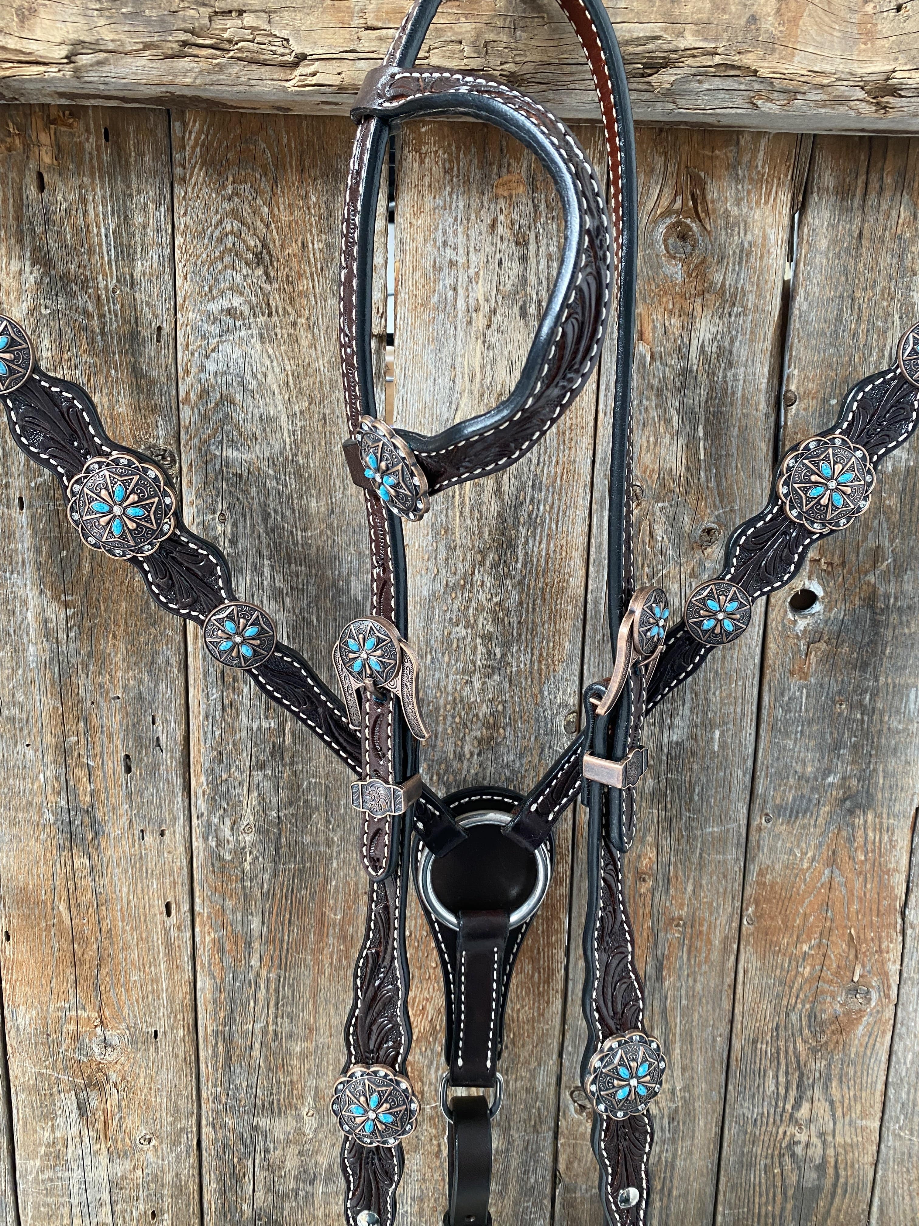 Tack Tack Set Dark Oil One Ear Headstall & Breastcollar Set #OE1002 OEBC416