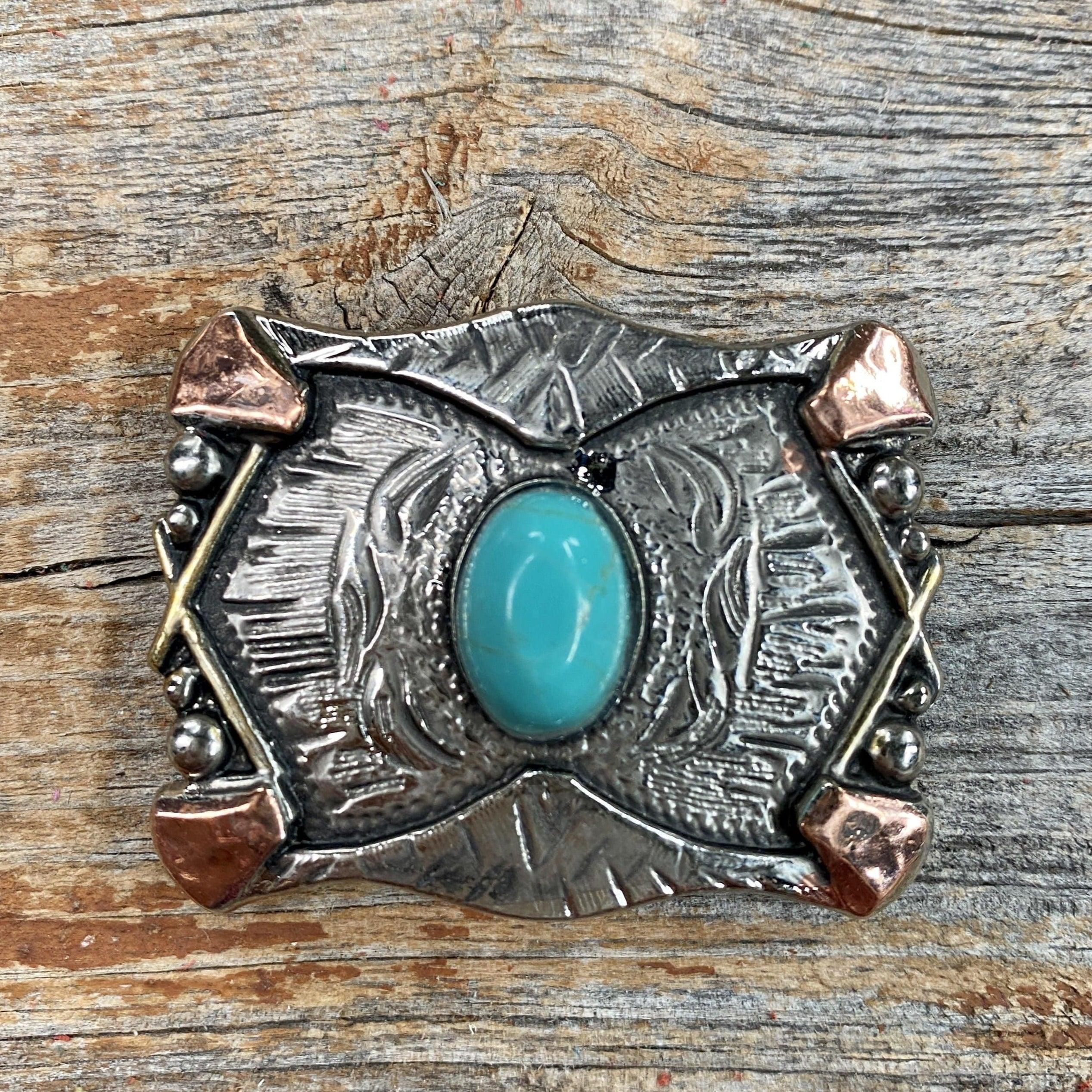 Western Conchos Antique Silver & Copper Turquoise Concho W115S 1.25" W115S