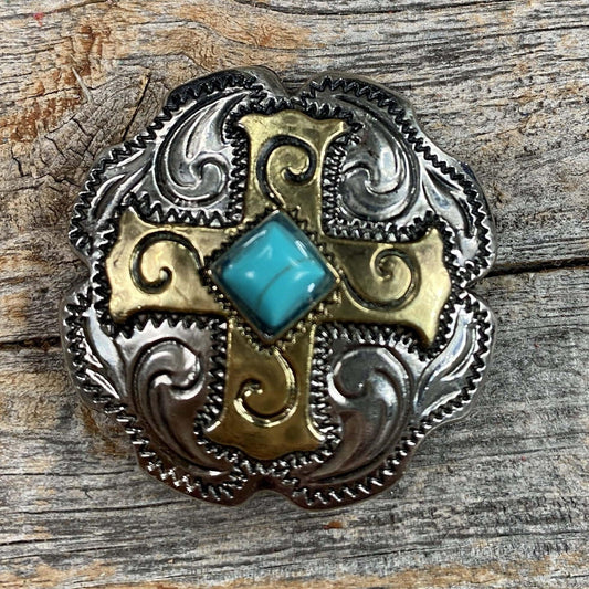 Western Conchos Antique Silver & Gold Concho 1.5" W189L W189L