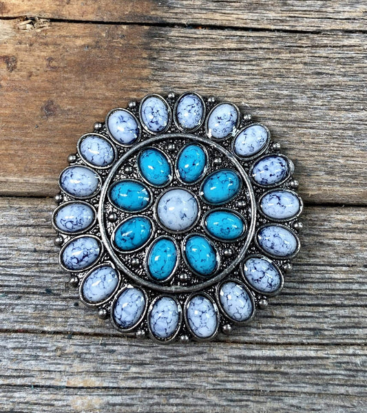 Western Conchos Blue & White Turquoise Concho 1.5" W212 W212