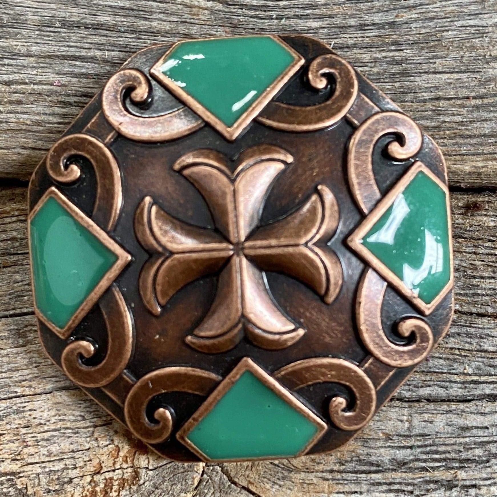 Western Conchos Copper Emerald Green  Concho 1.5
