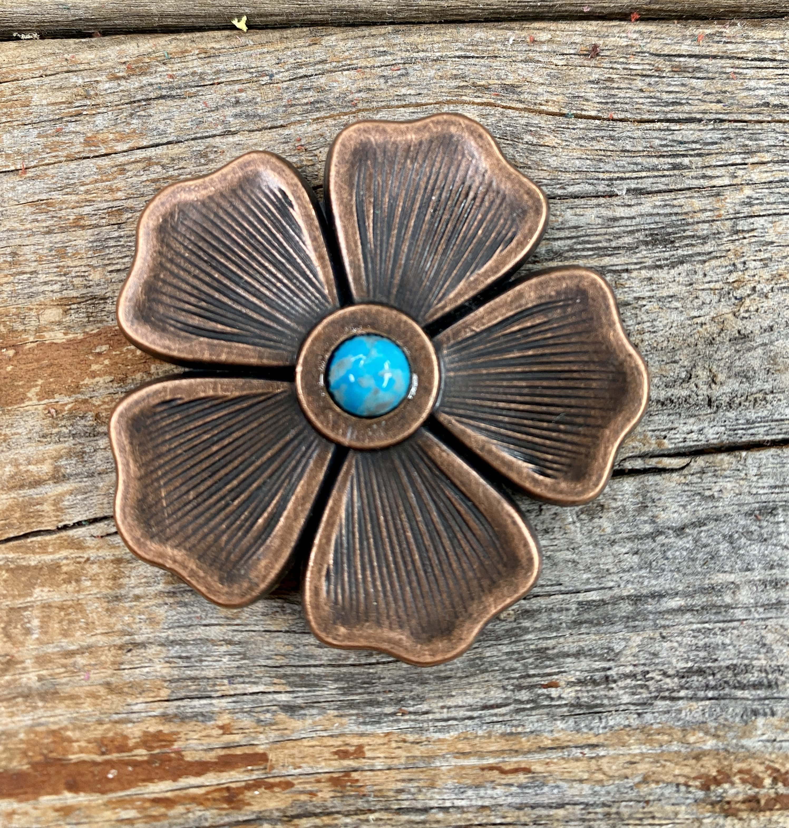 Western Conchos Copper Flower Turquoise Concho 1.5