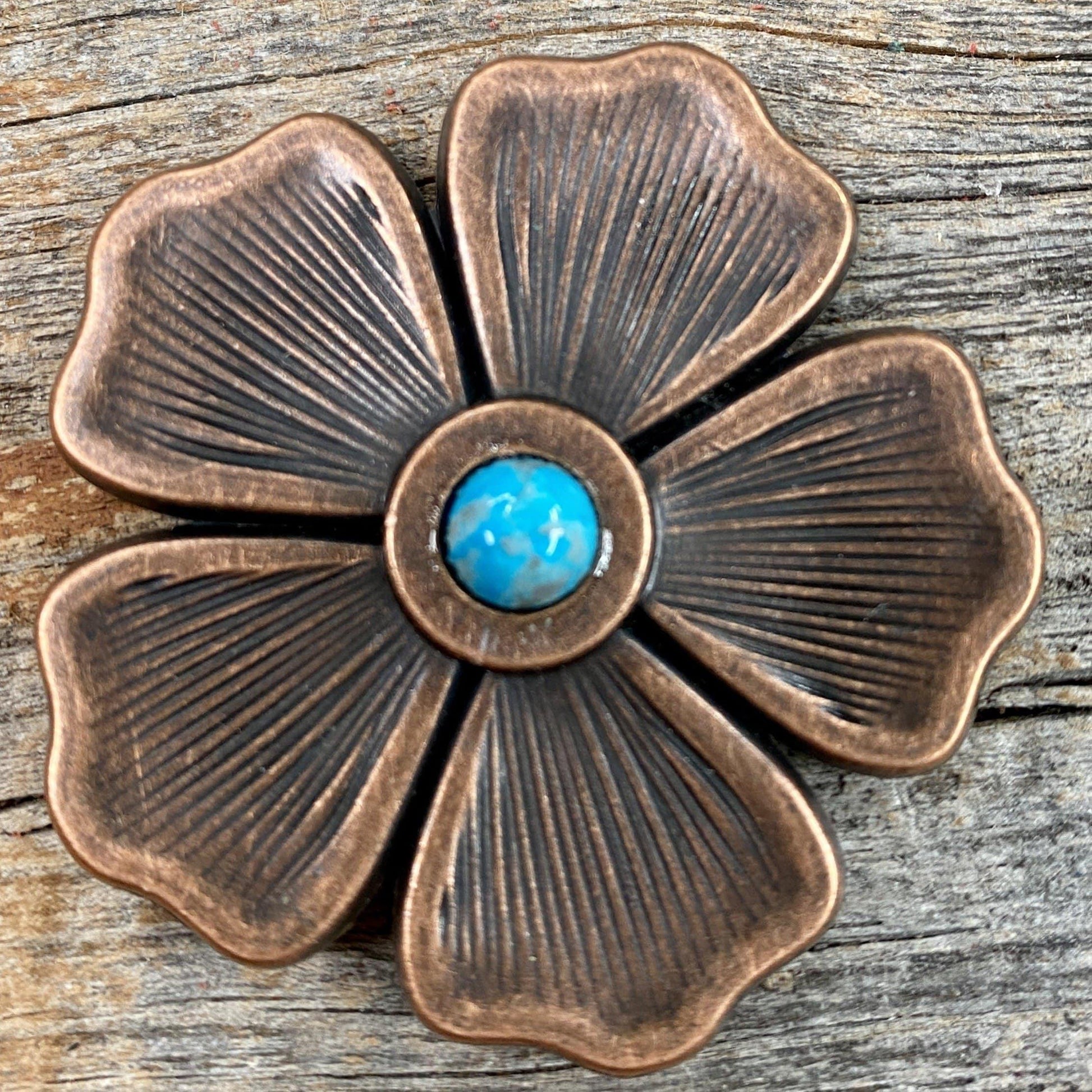Western Conchos Copper Flower Turquoise Concho  2"  W111L W111L