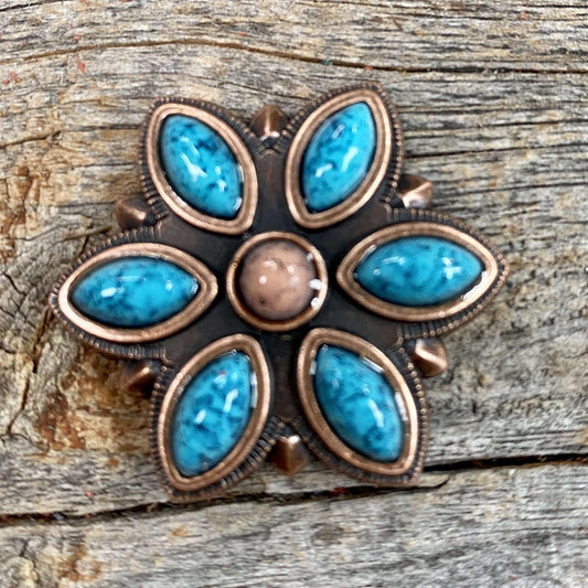Western Conchos Copper Turquoise Flower W207L W207L