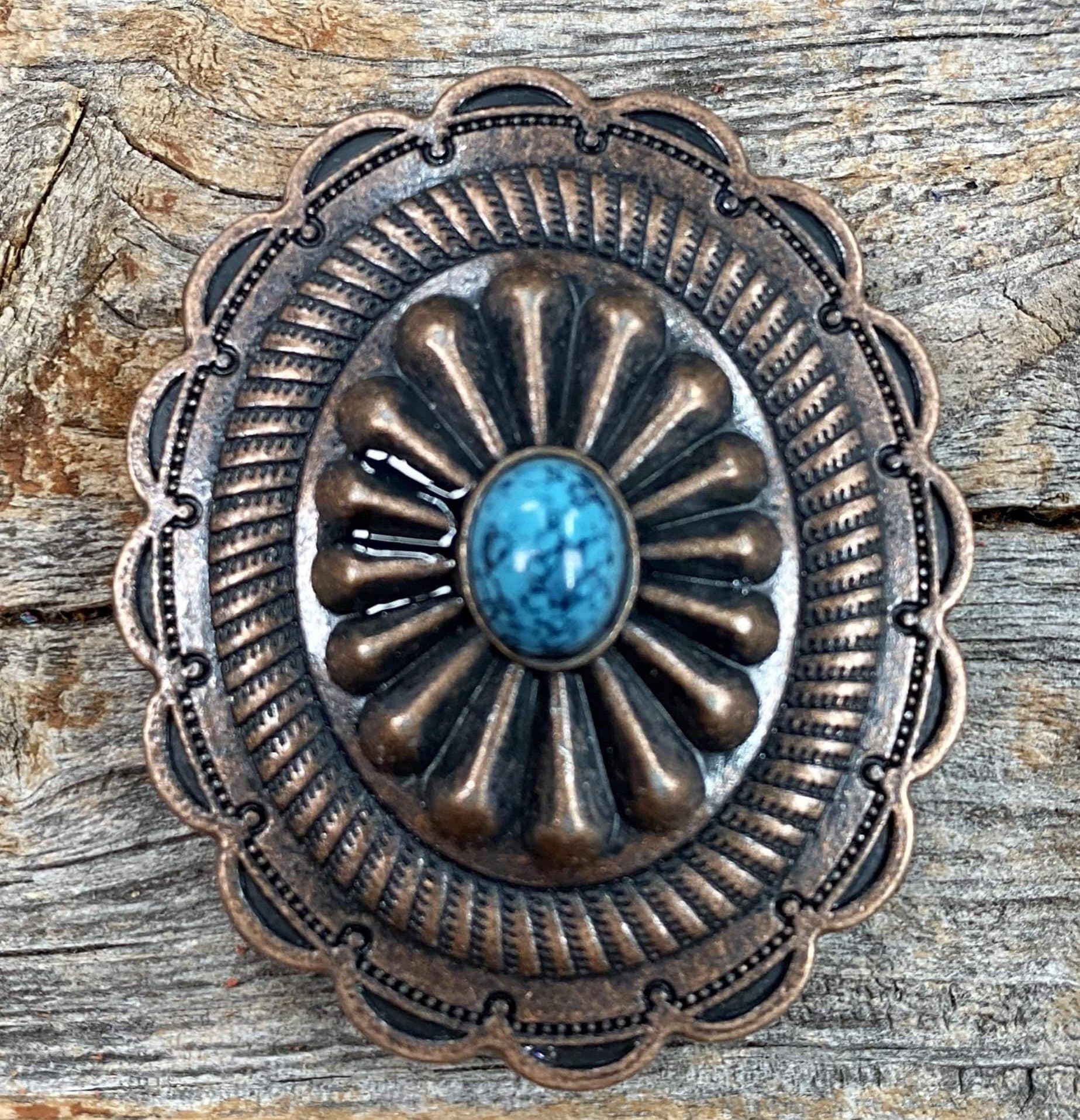 Western Conchos Copper Turquoise Oval Concho 1.75