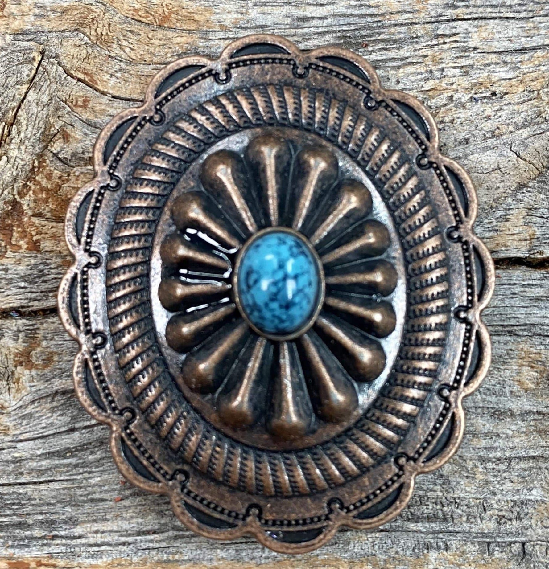 Western Conchos Copper Turquoise Oval Concho 1.75" W179L W179L