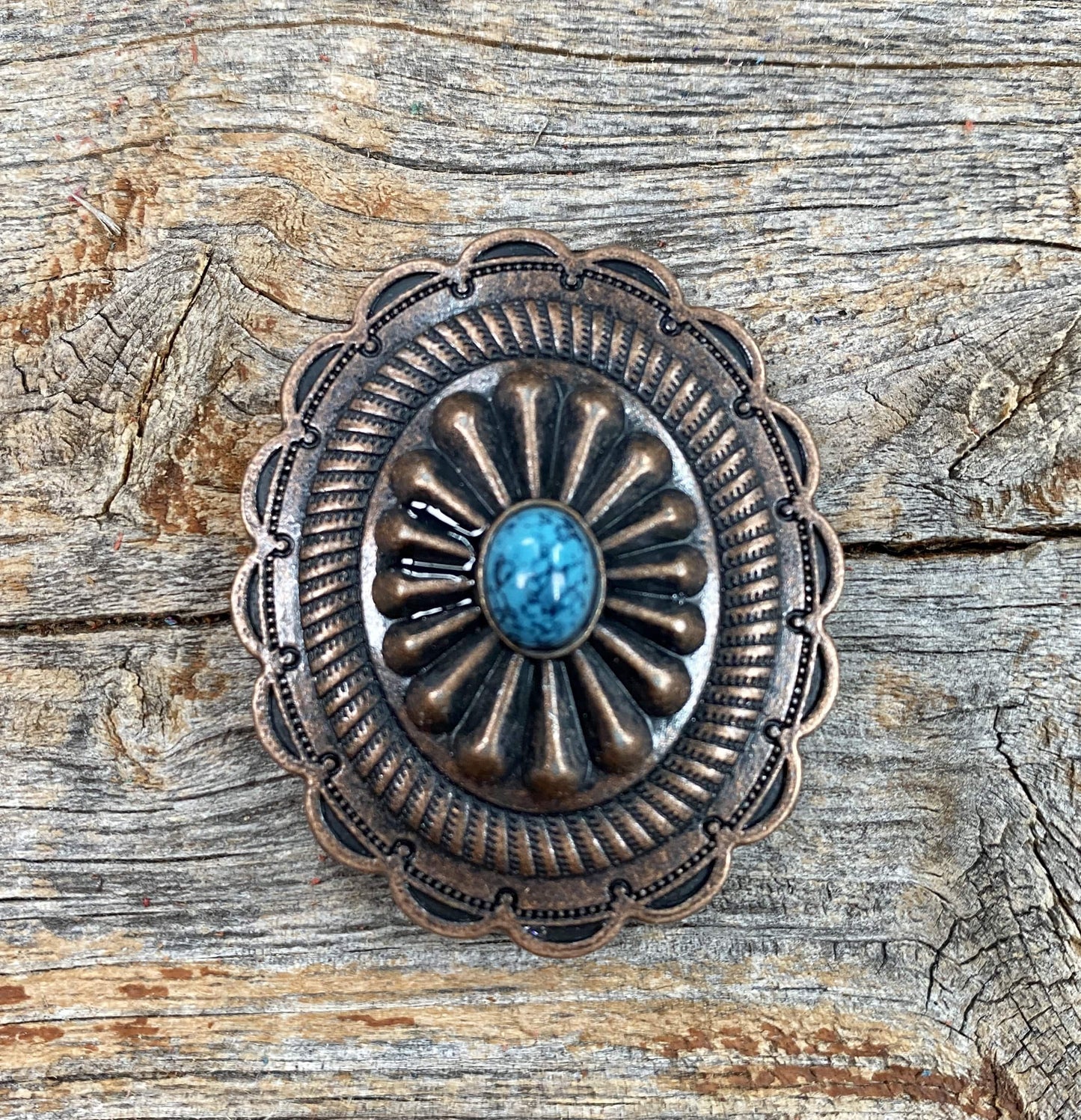 Western Conchos Copper Turquoise Oval Concho 3/4” W179S W179S