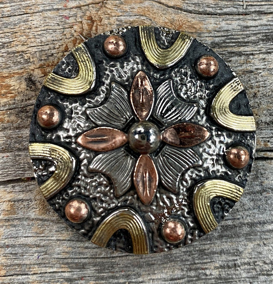 Western Conchos Floral Dots Antique Silver Western Concho 1.5" W147L W147L