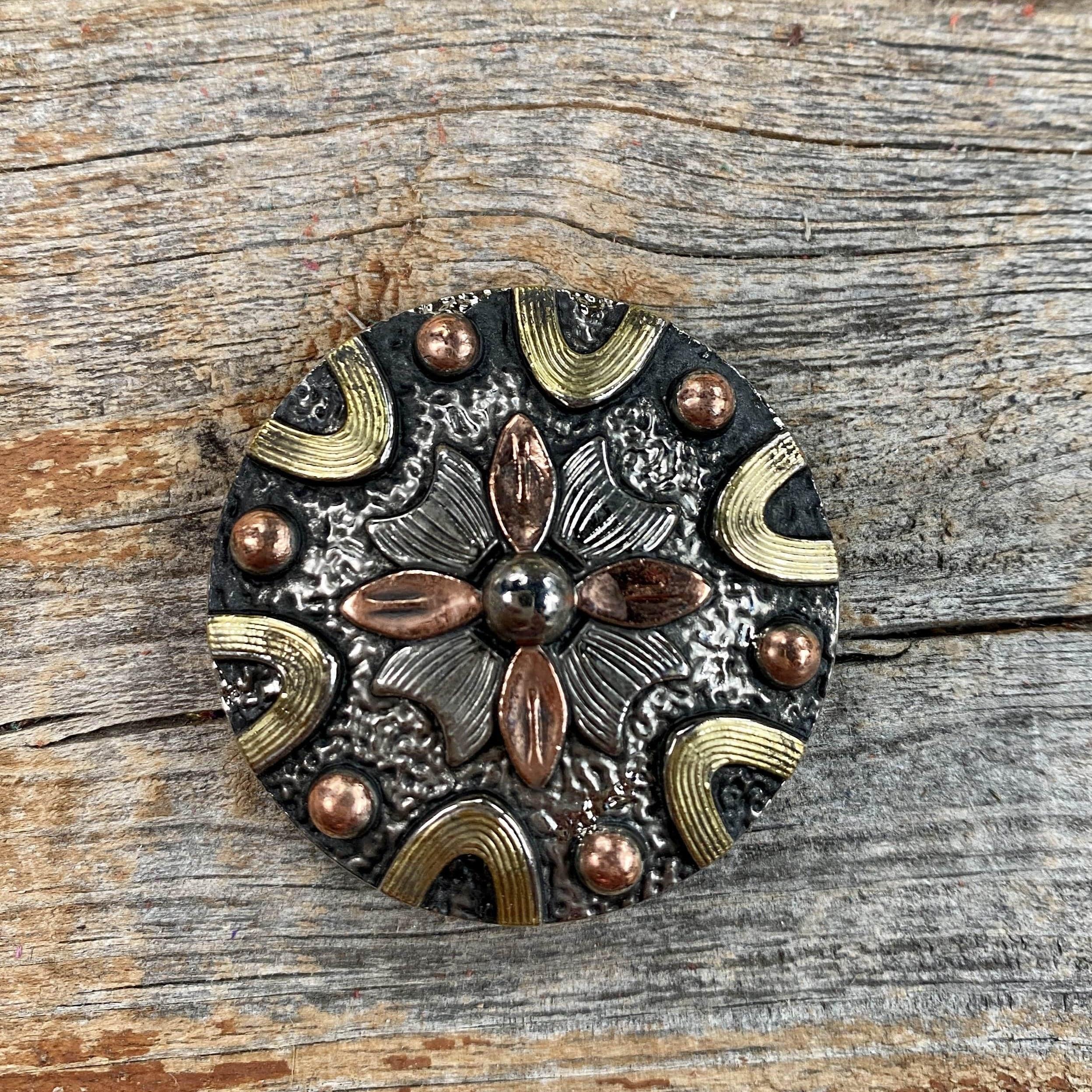 Western Conchos Floral Dots Antique Silver Western Concho 1" W147S W147S