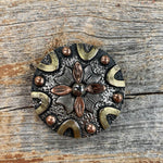 Western Conchos Floral Dots Antique Silver Western Concho 1" W147S W147S