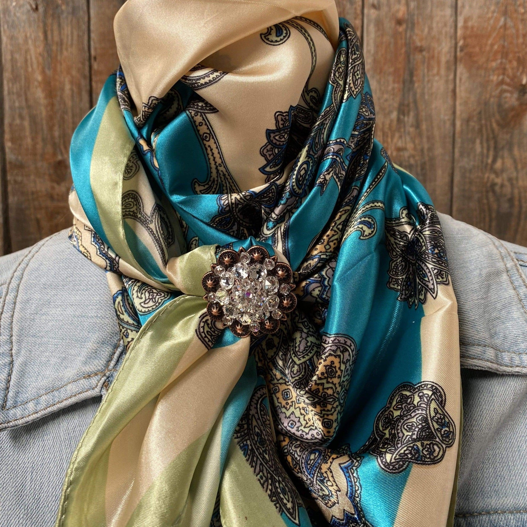 Wild Rag Slides WRC299C Turquoise Paisley Wild Rag / Scarf - Copper Clear Slide WRC299C